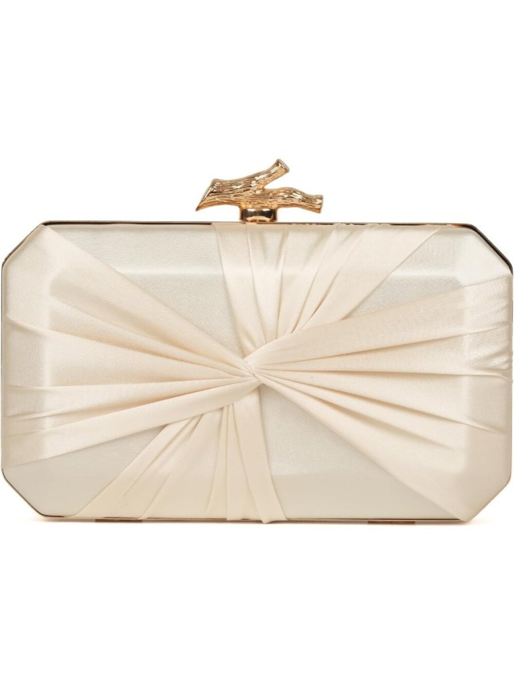 Women's Champagne Satin Pleated Clutch Purse Evening Wedding Party Handbag